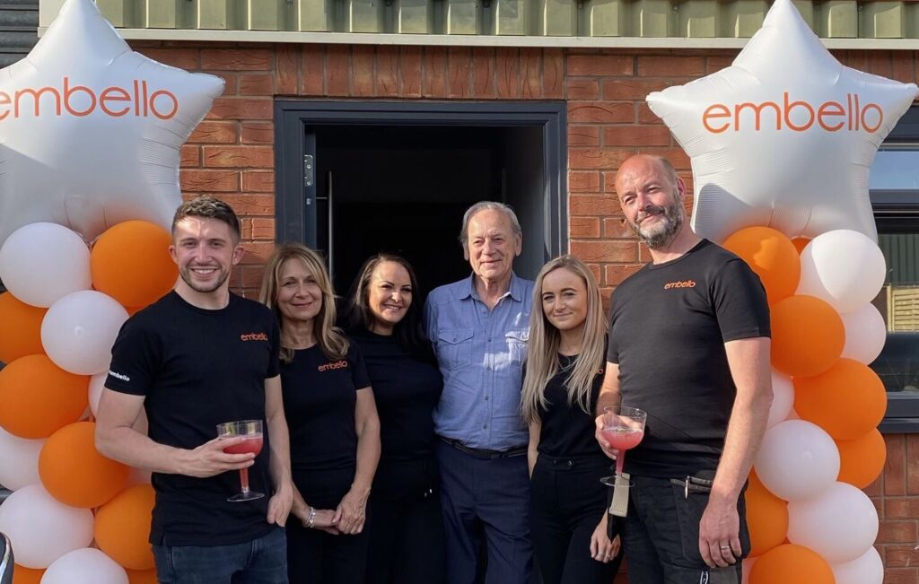 Business celebrates move to much bigger premises with community open day Embello-openingday4 – Kyle Raffo (pictured left) with some of the Embello team.