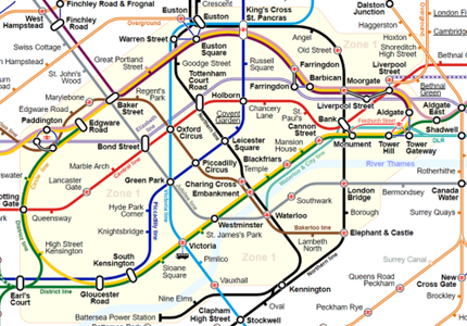London tube coverage - Zone 1