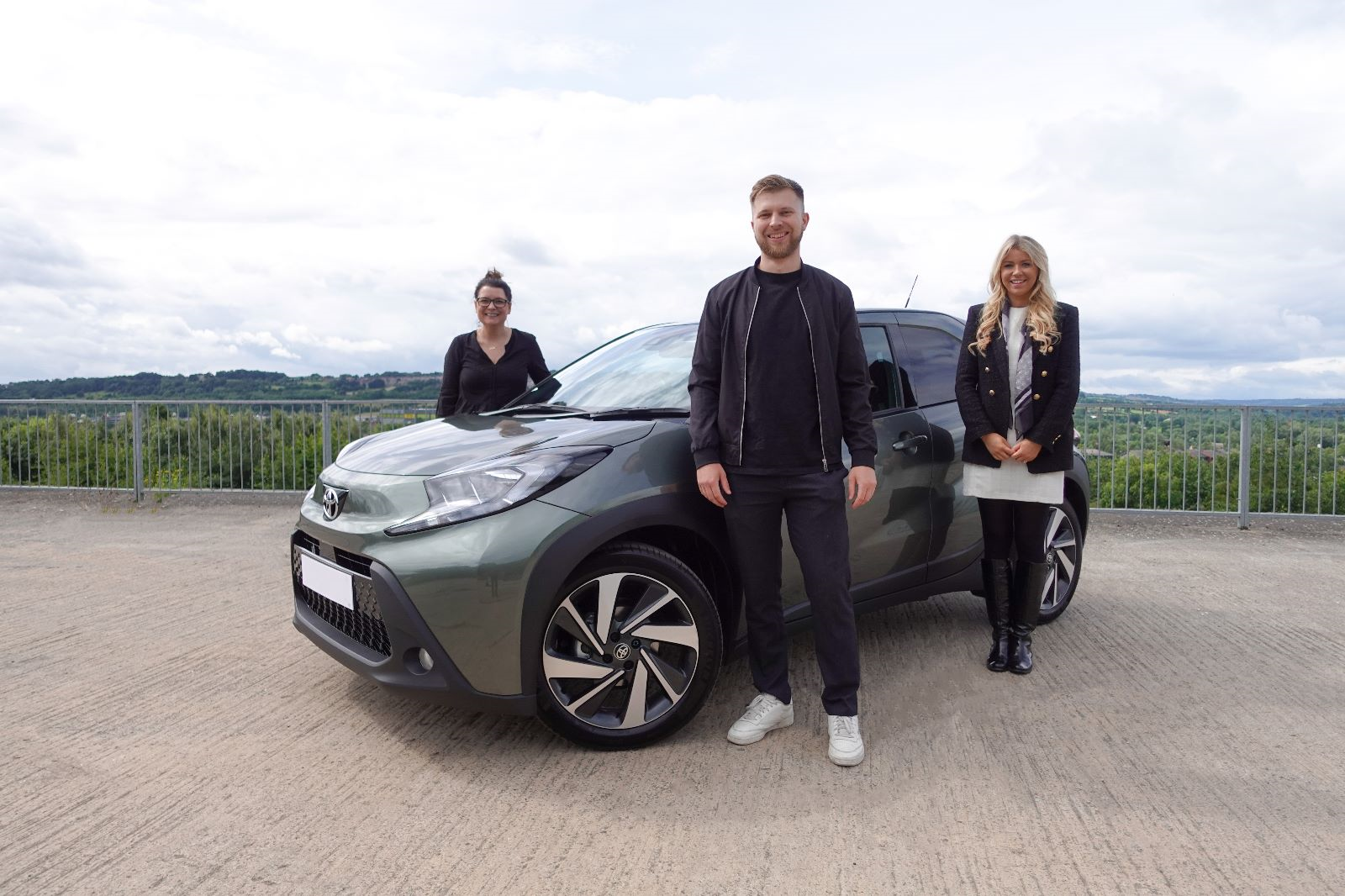 The Charity Escapes team pictured with the Toyota Aygo X Edge