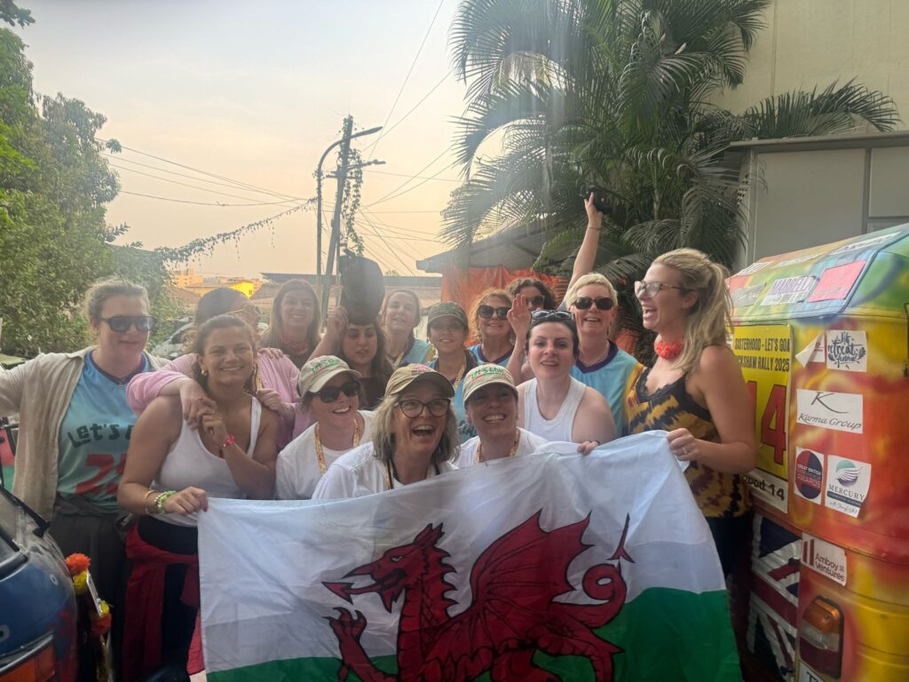 Rachel Bedgood (camera right) with Charlotte Leyshon of Lux Family Law and Carmella Carrubba of Real SFX on The Sisterhood’s ‘Sisterhood Rickshaw Rally 2025’ to raise money for disenfranchised young women.