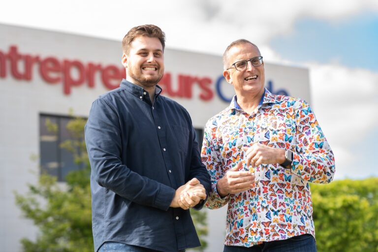 Nigel and Cameron outside Entrepreneurs Circle (EC) new office