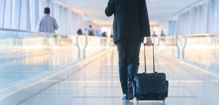 Business traveller in an airport