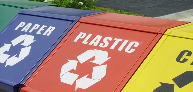 recycle bins for paper and plastic